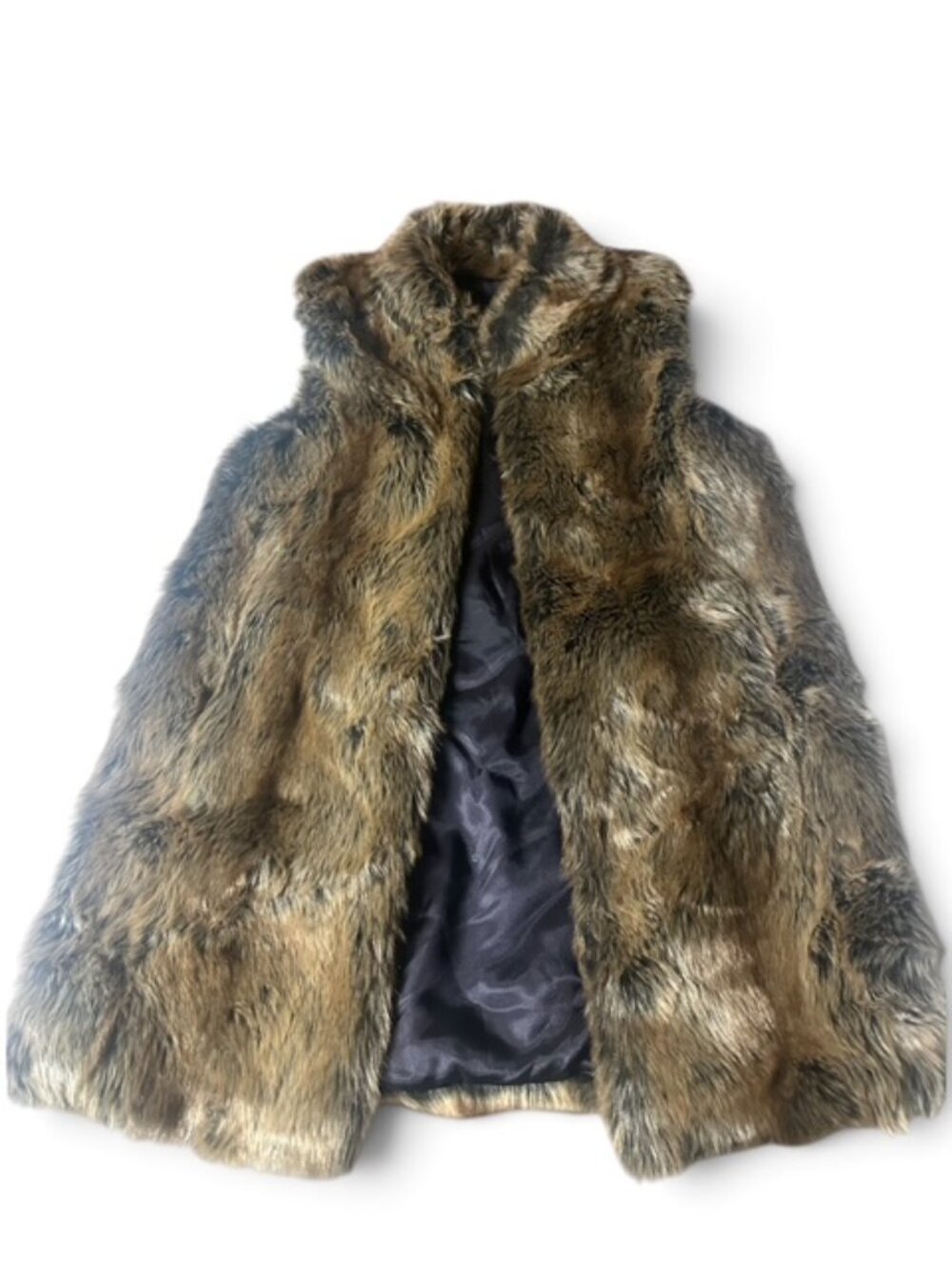 Donna Salyer's Fabulous Furs Brown & Black Faux Fur Long Vest Size Small NICE